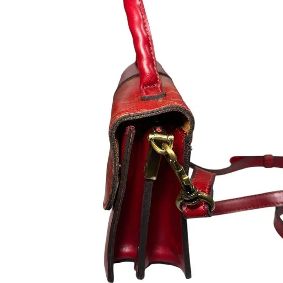 Patricia Nash Garnet Red Leather Crossbody Top Handle Bag - Picture 6 of 8